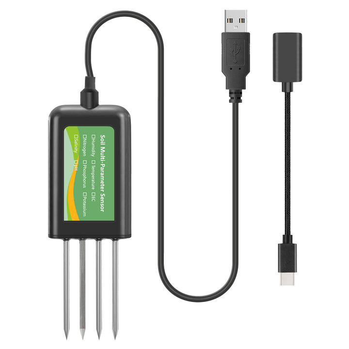 Tilswall Medidor de Suelo 8 en 1 NPK–Multisensor para Análisis de pH, NPK y Condiciones Ambientales