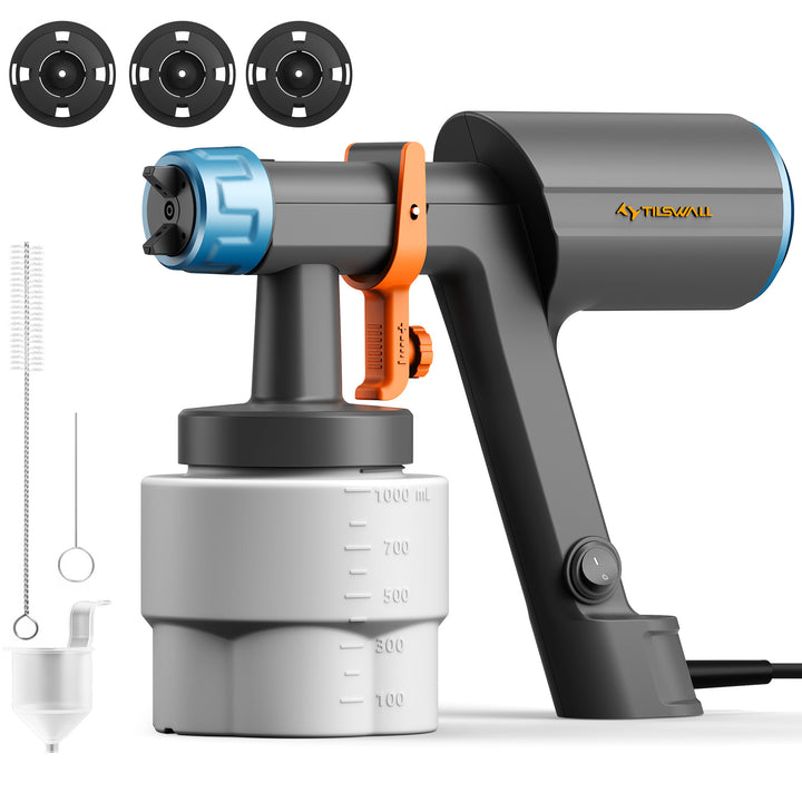 Tilswall Pistola para Pintar Eléctrica con Depósito de 1000 ml