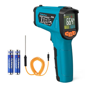 Tilswall Termometro Infrarrojos Laser Digital sin Contacto con Emisividad Ajustable